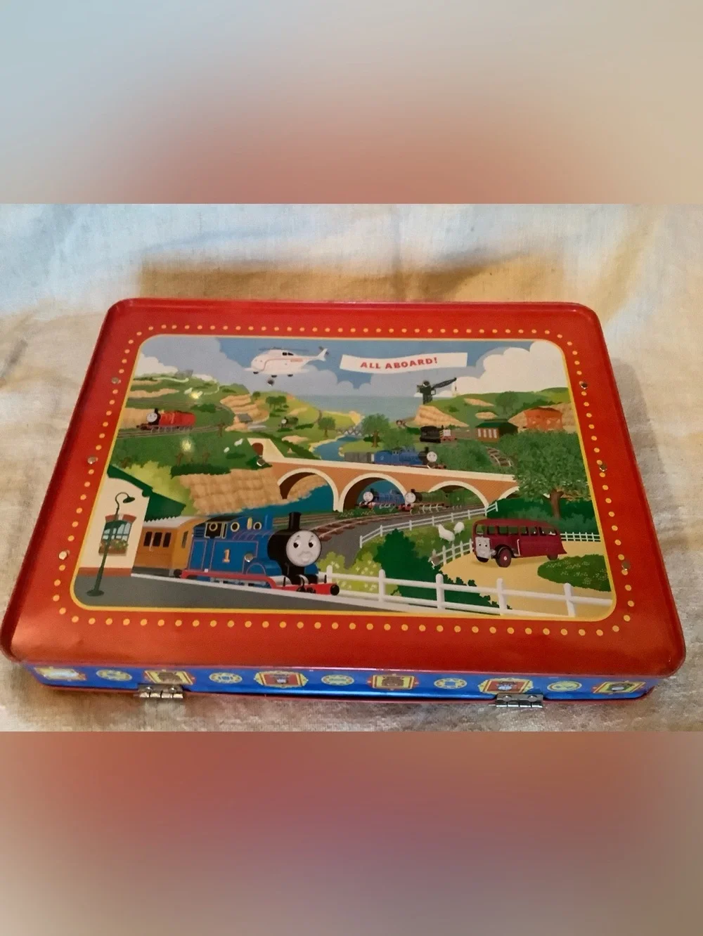 Vintage Y2K Thomas Wooden Railway Train Carrying Case by Schilling Wooden Trains